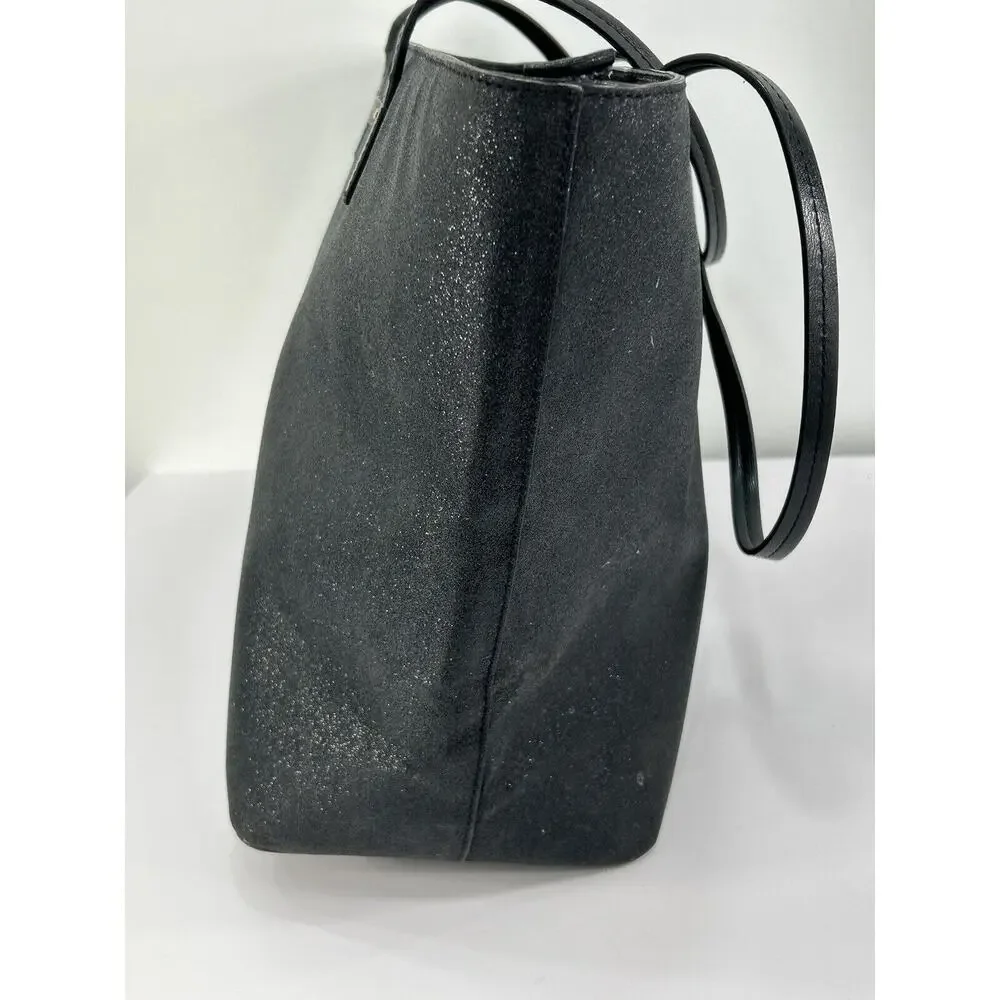 Kate Spade Large Black Glitter Tote Shoulder Bag‎ Full Zip Double Strap